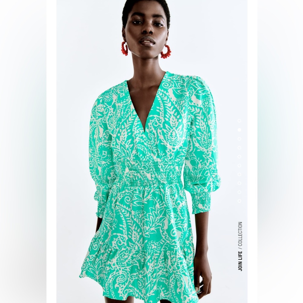 Zara Lenin Blend Green Print Dress
